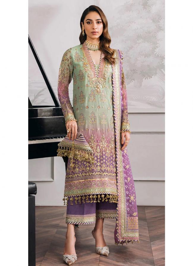 Georgette Green Eid Wear Embroidery Work Pakistani Suit